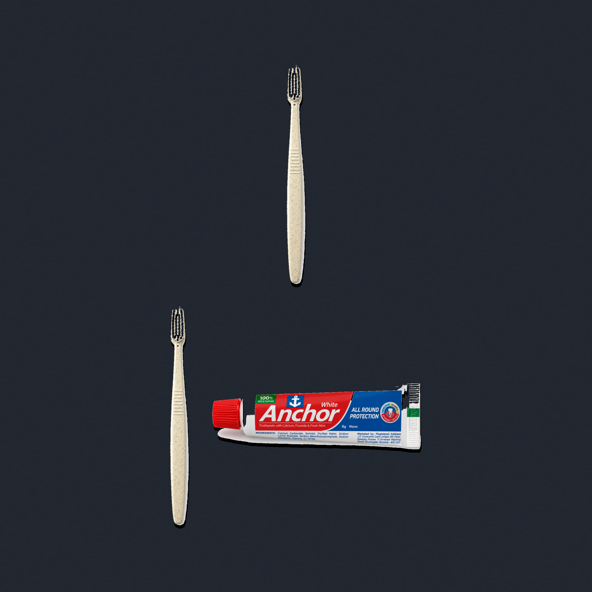 2 Wheat Straw Toothbrushes + Anchor Toothpaste + Body Soap Pouch Kit kit preview