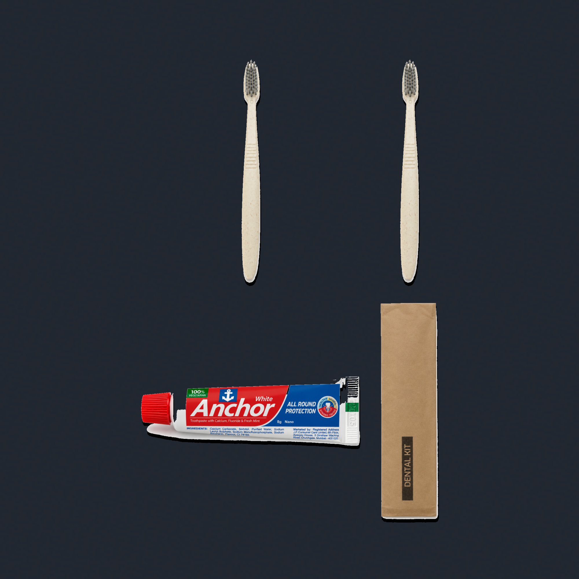 2 Wheat Straw Toothbrushes (Grey Bristles) + 1 Colgate Toothpaste with Dental Kit Pouch kit preview