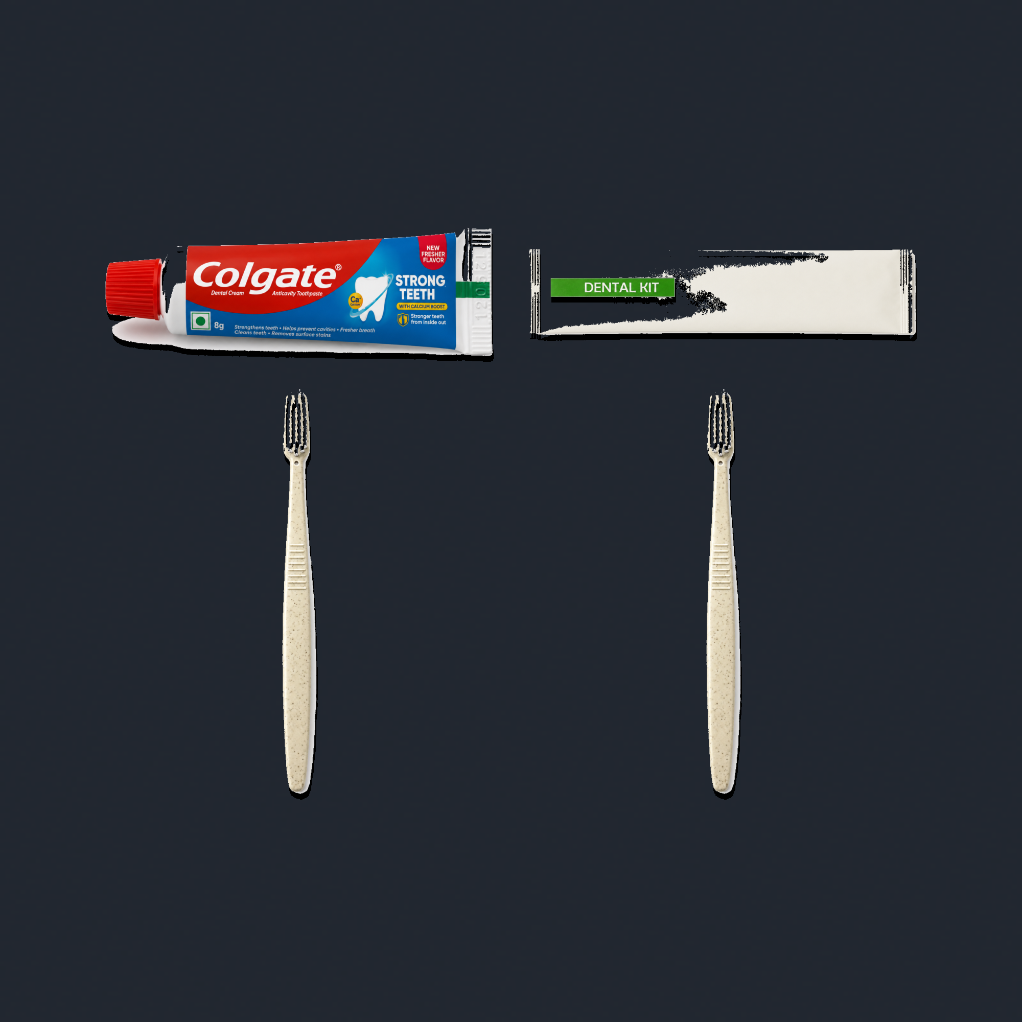 2 Wheat Straw Toothbrushes (White Bristles) with 1 Colgate Toothpastes kit preview