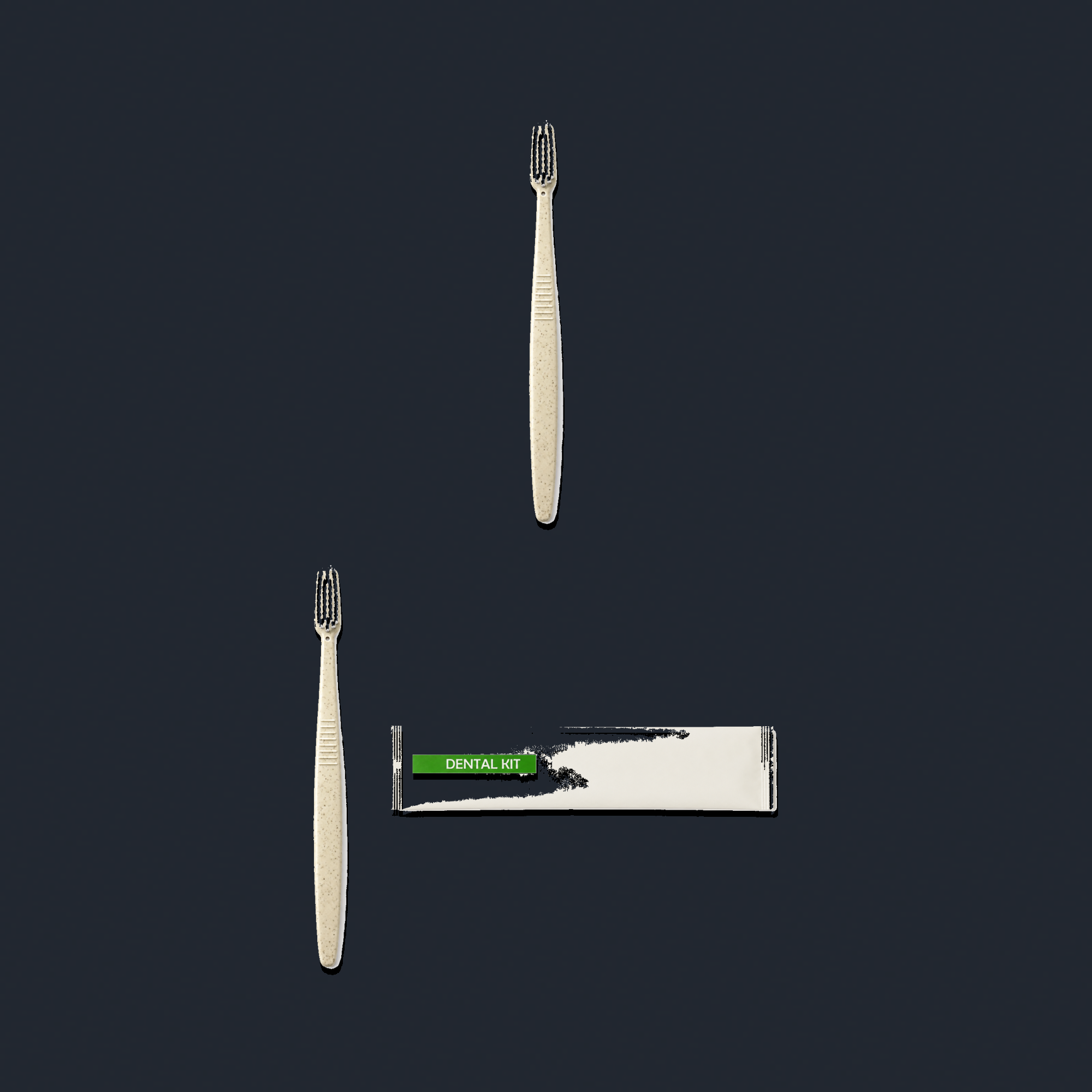2 Wheat Straw Toothbrushes with Dental Kit Pouch kit preview