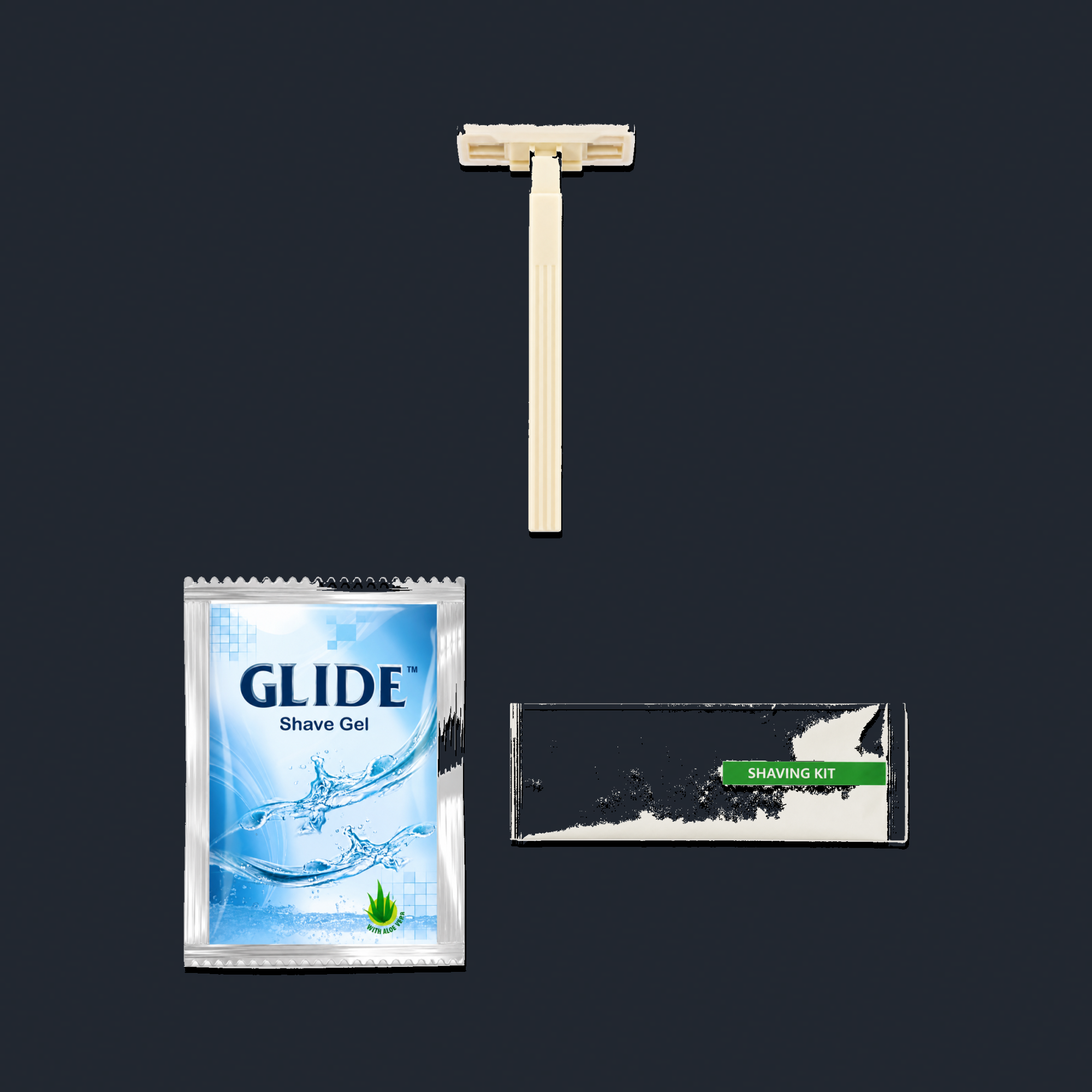 Corn Starch Shaving Razor + Glide Shaving Gel with Shaving Kit Pouch kit preview