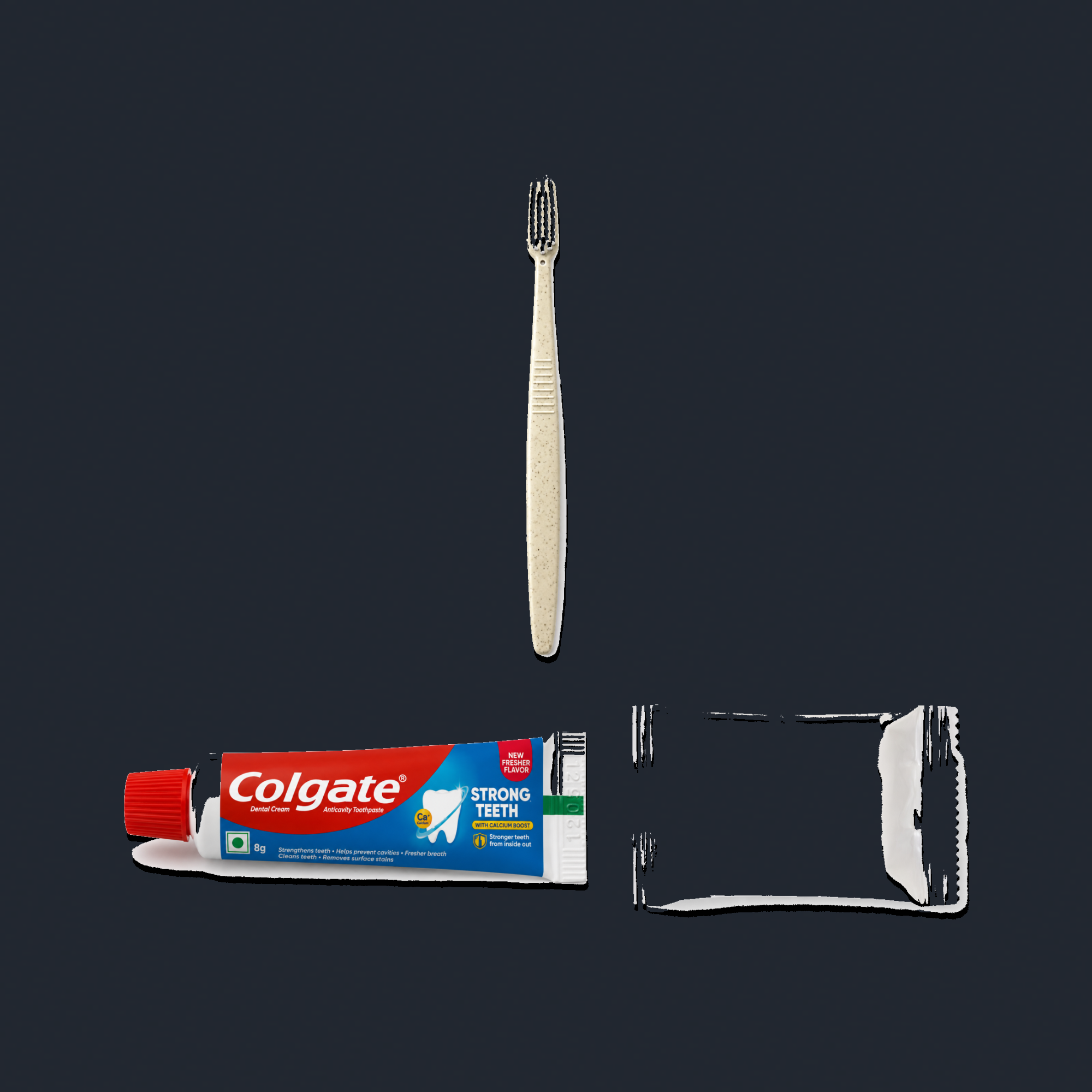 Wheat Straw Toothbrush (White Bristles) and Colgate with Soap kit preview